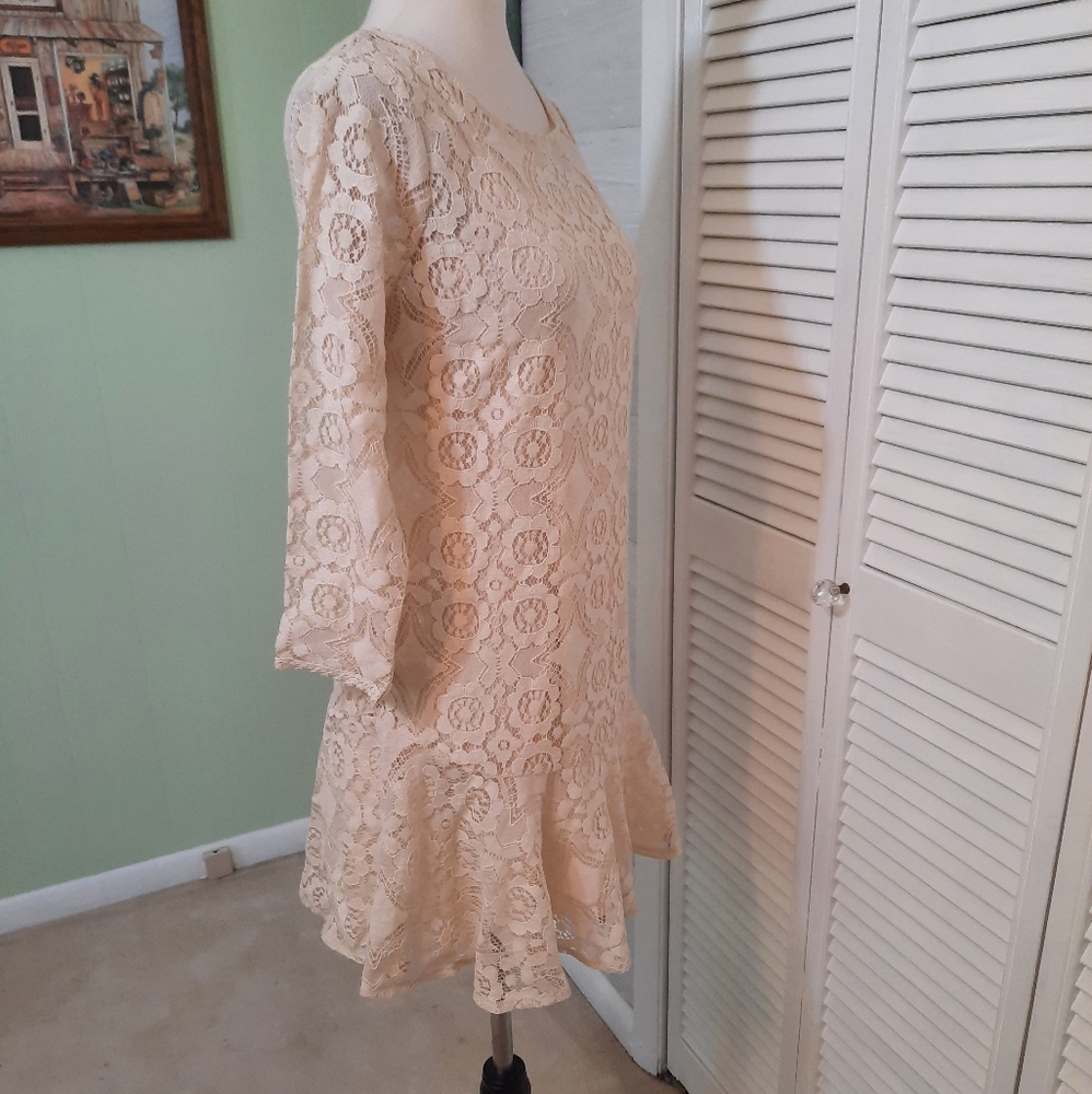 Free people lace ecru cream cotton 2 Pc dress sz 2 NWOT *Z - Picture 5 of 11